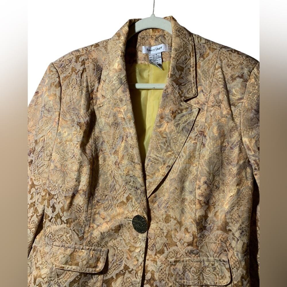 Vintage Blazer Fancy Lady 80's gold size 16 - Picture 5 of 7